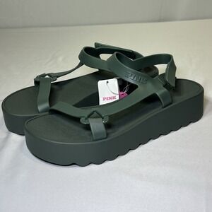 PINK Victoria's Secret Green Platform Sandals Size US 5/6 strap gladiator
